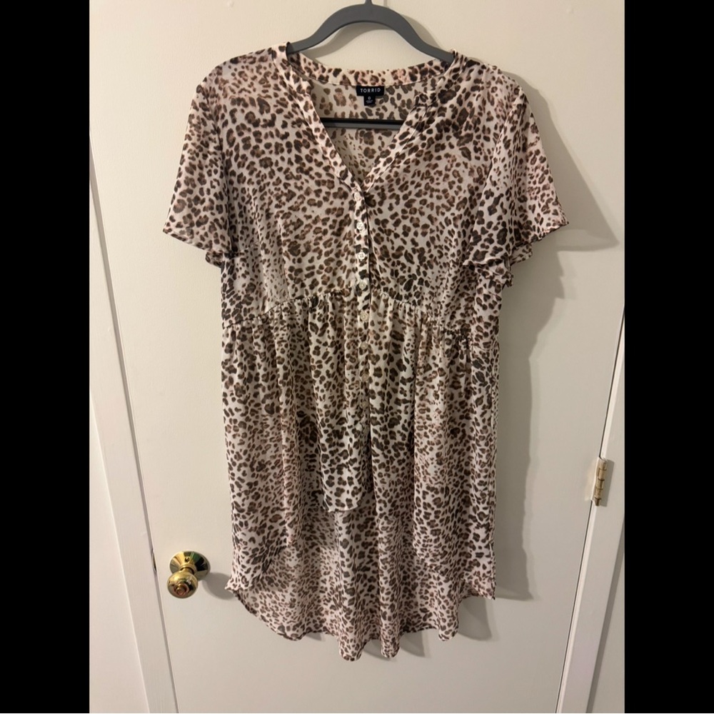 Torrid Brown and Black Animal Print Top